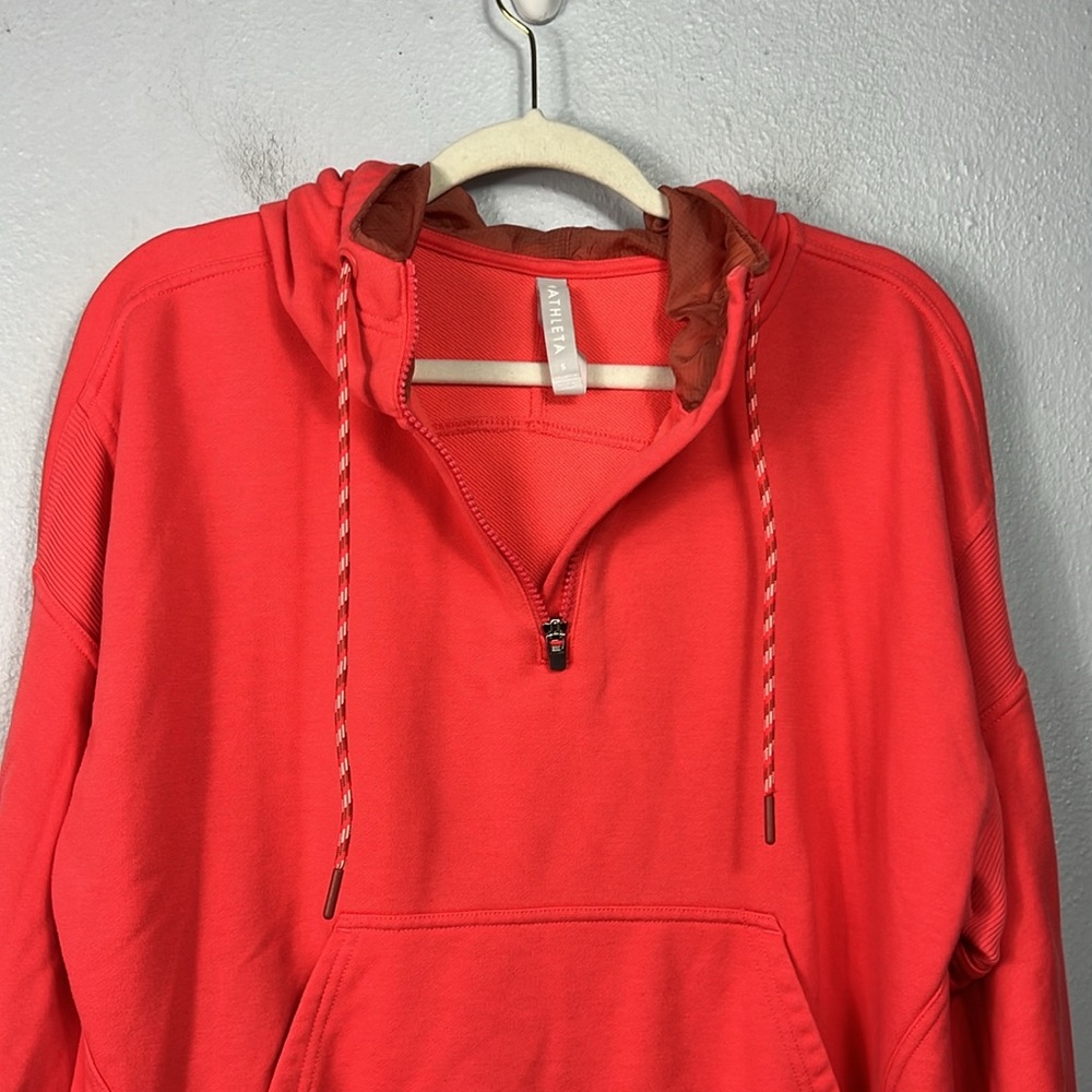 Athleta Coral Orange 1/4 Zip Long Sleeve Hoodie Sweatshirt Small - Picture 10 of 10